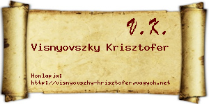 Visnyovszky Krisztofer névjegykártya